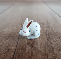 Antik Herendi kék pöttyös mini nyúl figura