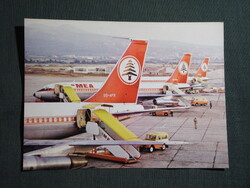 Képeslap,Libanon,repülőtér,MEA Lebanon Airlines,Boeing flet repülőgép,1980-