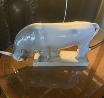 Zsolnay porcelán szürkemarha bika figura