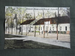 Képeslap,Kondoros,Kossuth Lajos tér,templom,községháza,Vincze Lajos kiadás Kondoros,1920-