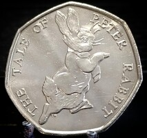 Egyesült Királyság 50 penny, 2017 150. Évforduló - Beatrix Potter születése /Péter, a nyúl/ C14E1