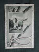 Képeslap,Kiskunfélegyháza,Petőfi szobor látkép,részlet,Monostery Budapest kiadás,1940-