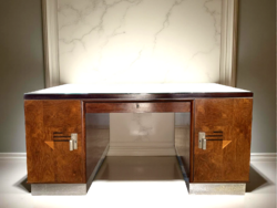 Antik francia art deco térbe állítható geometrikus díszítésű íróasztal