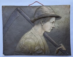 2 darab majolika szecesszós nagy méretű falikép (Bécsi munka)