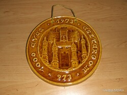 Esztergom 1000 éves évfordulójára készült 1973-as kerámia emlék falikép fali dísz (28/d)