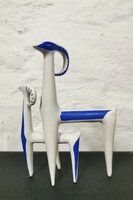 Veress Miklós - Zergék Art Deco stílusú Drasche, Kőbányai porcelán. Hibátlan, gyűjtői darab.