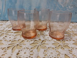 Lazac színű, szép formájú, üveg poharak, 4db