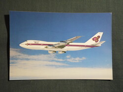 Képeslap,Ázsia,Thaiföld,Thai Airways légitársaság,Boeing 747-200B repülőgép,1980-
