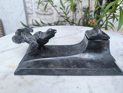 Antique Secessionist Tin Inkpot with a Bird Kalamáris, Fine Detailing