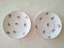Régi porcelán ibolya mintás csészealj 2 db