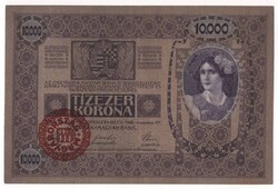 1918 10 000 korona MO bélyegzés EF.