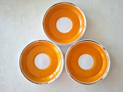 Régi Hollóházi porcelán kávés csészealj narancssárga 3 db