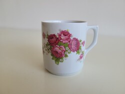 Régi Zsolnay porcelán rózsa mintás bögre rózsás teás csésze