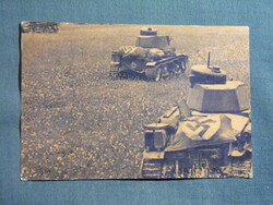 Képeslap,reprodukció,Második világháború,harckocsi csatatér,Német tank,páncélos jármű,1990-