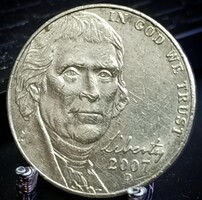 Amerikai Egyesült Államok 5 cent, 2007 Jefferson Nickel Verdejel "D" - Denver A11D1