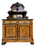 Intricately Carved Antique Baroque Style Mirror Glass Cabinet Sideboard