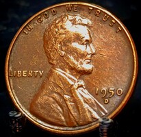 Amerikai Egyesült Államok 1 cent, 1950 Kalászos penny, Lincoln Verdejel "D" - Denver A12B1