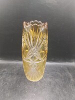Bohemia kristály váza, borostyán szinű, 1940-es évek, 20 cm. 3804b