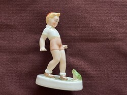 Káldor Aurél BŰV kerámia Fiú békával kerámia figura