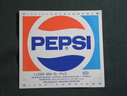 Üdítőital címke,Pécs sörgyár,PEPSI üdítőital,1987-