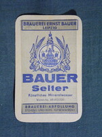 Sör üdítőital címke,Németország,Brauerei Ernst Bauer,Lipcse,Bauer Selter ásványvíz,1921-
