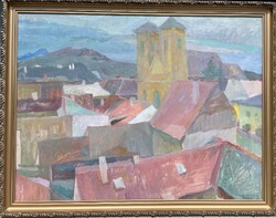 Nagyméretű!!! Jakuba János (1909-1974) 85x110 cm “EGER” EREDETI olajfestménye