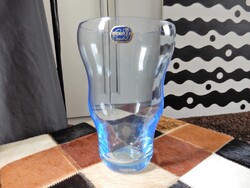 Régi cseh bohém hullámos kristály üveg váza