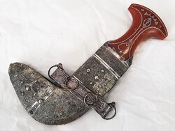 Antik jemeni / ománi filigrán ezüst díszítésű Dzsambia Jambiya tőr