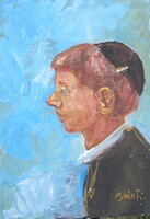 Bánfi - "...fiú portré" - (olaj,karton 23×17 cm)