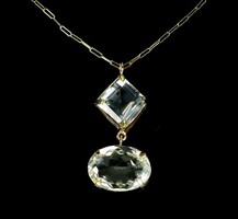 Valodi  18x13mm kő Zöld Ametiszt 925 Ezust Nyaklánc