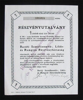 Baróti Szeszfinomító-, Likőr- és Rumgyár részvényutalvány 200 korona 1924