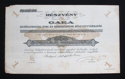 GAEA Mezőgazdasági, Ipari és Kereskedelmi Részvénytársaság részvény 500 korona 1921