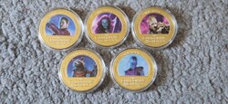 A Galaxis Őrzői : 5 db, színes, arany színű, fantázia érmék egyben, kapszulában !