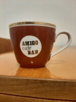 Hollóházi Amigo Café Bar felirat logó kávés csésze