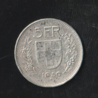 5 Frank 1950 Svájci ezüstpénz confoederatio helvetica