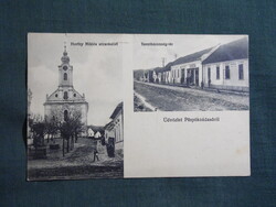 Képeslap,Püspöknádasd,Mecseknádasd,Szentháromság tér,üzlet,Horthy utca,templom,Gebhardt F. kia,1930-