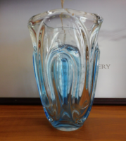 Vintage Walther Glas vastagfalú bicolor üvegváza