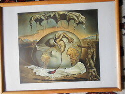 SALVADOR DALI keretezett , üvegezett  Nyomat  42 cm X 32  cm belső kép rész 28 cm X 24