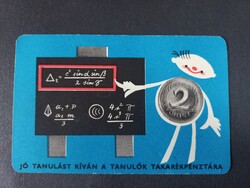 Régi  Kártyanaptár 1969  Jó tanulást kíván a tanulók takarékpénztára
