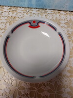 Retro Alföldi Bella porcelán kék piros menza mintás mély tányér, 1db
