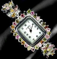 925 Silver Jewelry Watch with Tourmaline