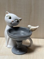 Partylite cicás porcelán mécsestartó, dísztárgy, figura, nipp, cica