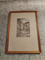 Kádár György:Hegyek között (rézkarc)