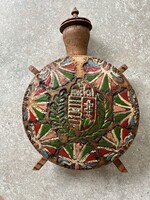 Magyar címeres kézzel faragott fa kulacs 1934 okt. 6 Maglód