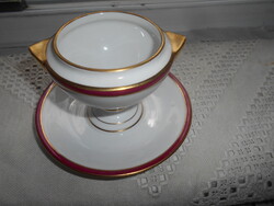 Antik tűzi aranyozott mustár kínáló porcelán edényke