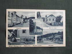 Képeslap,Mánfa,iskola,templom,jegyzőség,hősi emlékmű,Simon János székkészítő mester, 1940-