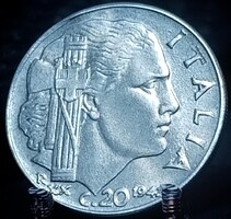 Olaszország 20 Centesimi, 1942 Mágneses, recézett perem 01A1