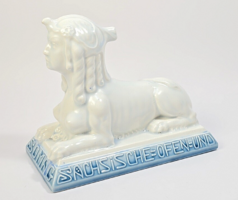 Antik, szecessziós Meisseni porcelán Szfinx - a gyár korabeli szecessziós saját reklámja.