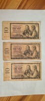 Csehszlovákia 10 korona 1960 (3db)