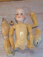 Antik porcelán fejű német baba